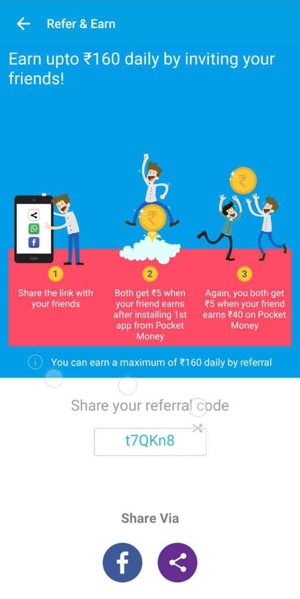 Pcket Money refer and Earn